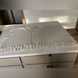 Women American eagle grey woven open front kimono sleeveless sweater one size os